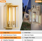 21" Large Gold Outdoor Wall Lantern, IP65 Waterproof Modern Porch Light