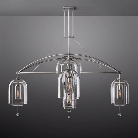 Modern Circular 85" Chandelier from Fulcron Collection 5 Lights - Antique Premium Metal with Refined Satin NickelFinish - A500-SN/51001/85