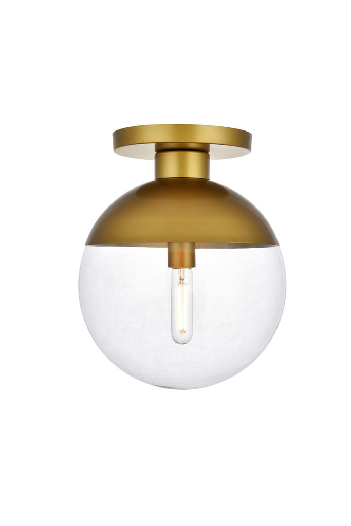 ZC121-LD6061BR - Living District: Eclipse 1 Light Brass Flush Mount With Clear Glass