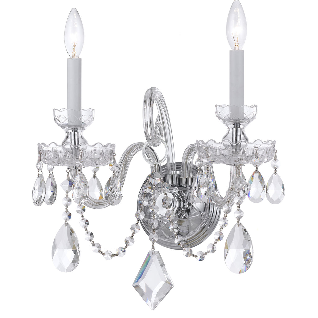 2 Light Polished Chrome Crystal Sconce Draped In Clear Spectra Crystal - C193-1142-CH-CL-SAQ