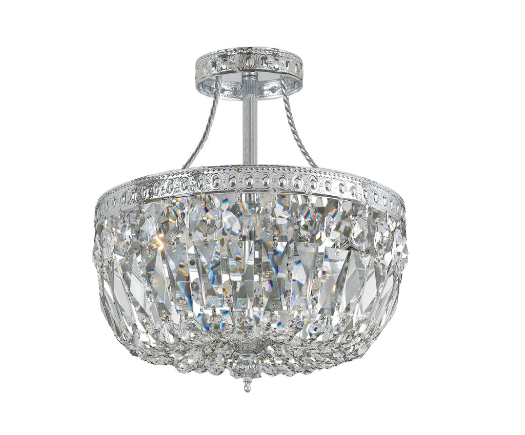 3 Light Polished Chrome Traditional Ceiling Mount Draped In Clear Hand Cut Crystal - C193-119-10-CH-CL-MWP