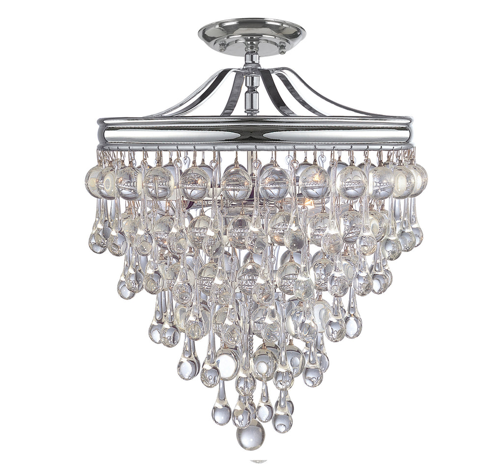 3 Light Polished Chrome Transitional Ceiling Mount Draped In Clear Glass Drops - C193-130-CH_CEILING