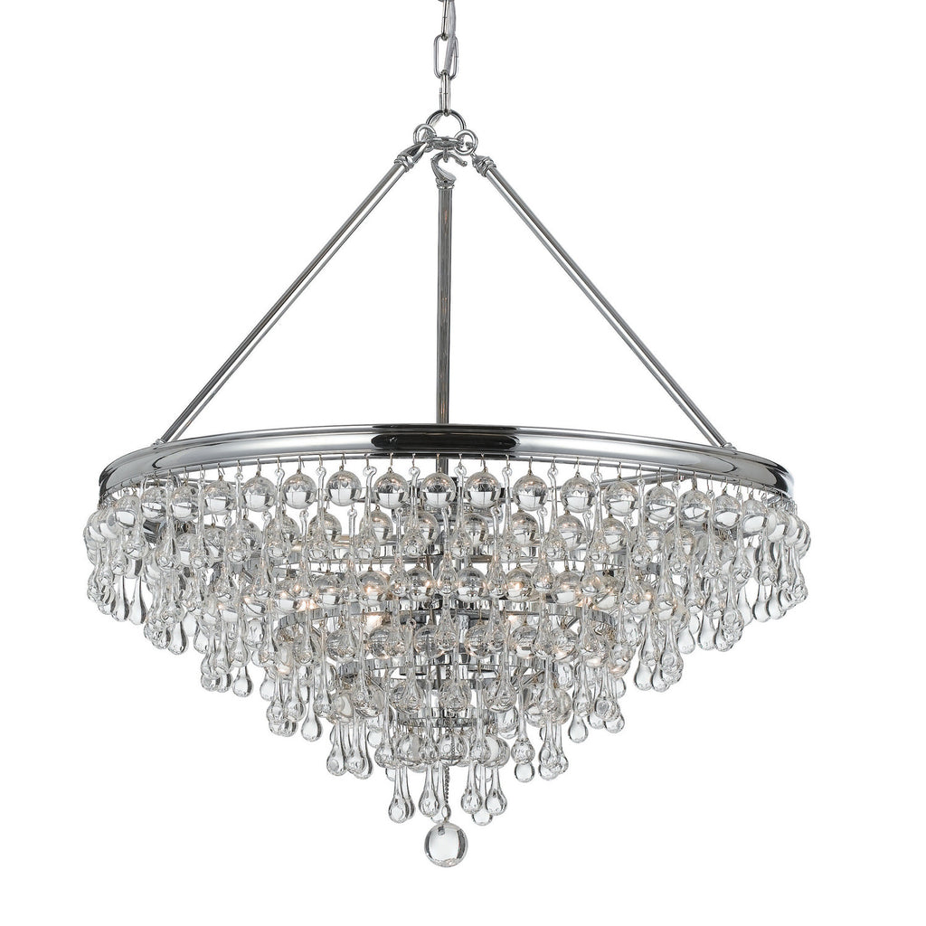 6 Light Polished Chrome Transitional Chandelier Draped In Clear Glass Drops - C193-136-CH