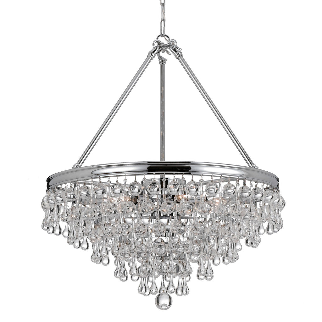 8 Light Polished Chrome Transitional Chandelier Draped In Clear Glass Drops - C193-137-CH
