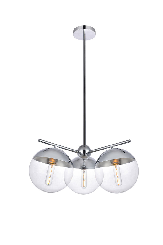 ZC121-LD6131C - Living District: Eclipse 3 Lights Chrome Pendant With Clear Glass