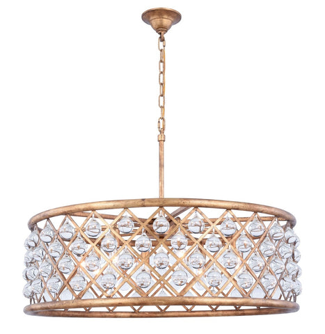 ZC121-1213D32GI/RC - Urban Classic: Madison 8 light Golden Iron Chandelier Clear Royal Cut Crystal