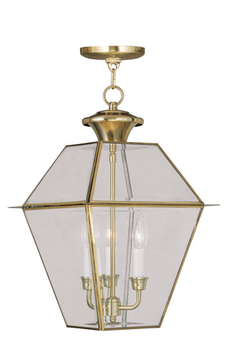 Livex Westover 3 Light PB Outdoor Chain Lantern  - C185-2385-02