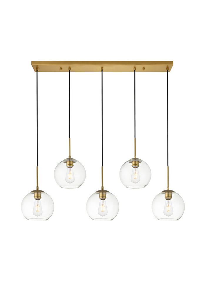 ZC121-LD2228BR - Living District: Baxter 5 Lights Brass Pendant With Clear Glass