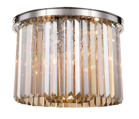 ZC121-1238F20PN-GT/RC - Urban Classic: Sydney 6 light Polished nickel Flush Mount Golden Teak (Smoky) Royal Cut Crystal