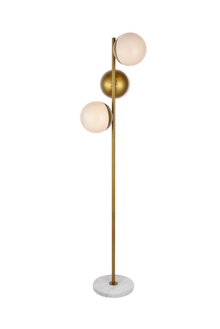 ZC121-LD6162BR - Living District: Eclipse 3 Lights Brass Floor Lamp With Frosted White Glass