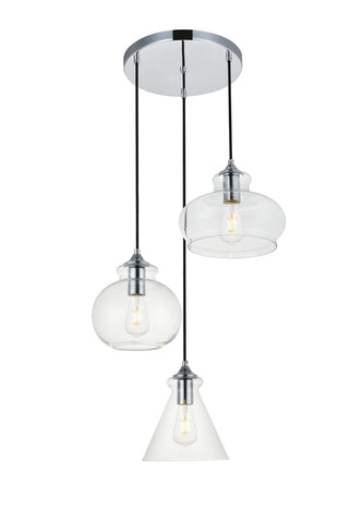 ZC121-LD2247C - Living District: Destry 3 Lights Chrome Pendant With Clear Glass