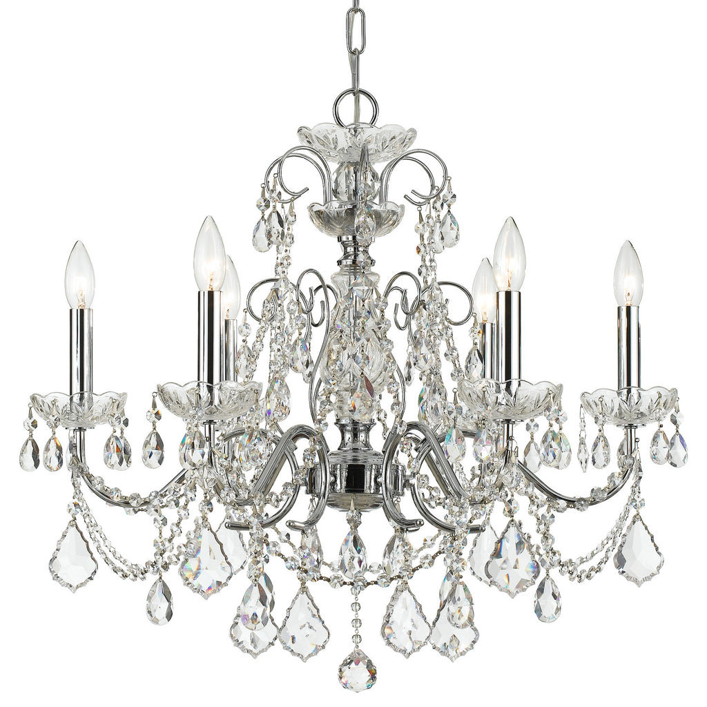 6 Light Polished Chrome Crystal Chandelier Draped In Clear Swarovski Strass Crystal - C193-3226-CH-CL-S