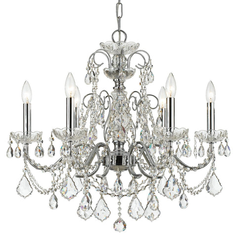 6 Light Polished Chrome Crystal Chandelier Draped In Clear Swarovski Strass Crystal - C193-3226-CH-CL-S