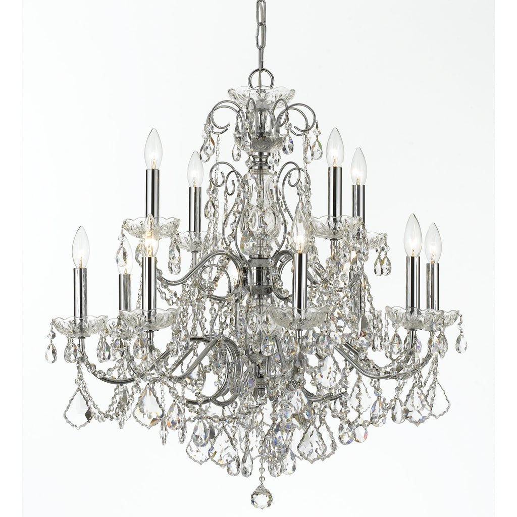12 Light Polished Chrome Crystal Chandelier Draped In Clear Swarovski Strass Crystal - C193-3228-CH-CL-S