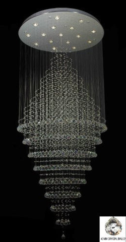 Swarovski Crystal Trimmed Chandelier Modern Contemporary Chandelier "Rain Drop" Chandeliers H 100" W 41" (Over 8Ft Tall) - G7-B35/6874/16Sw