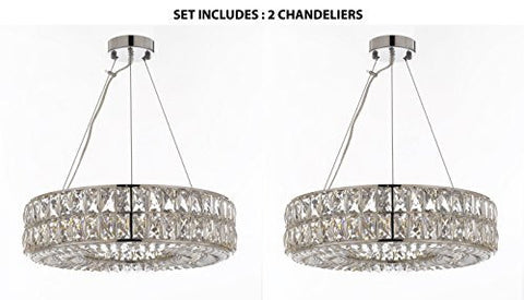 Set Of 2 - Crystal Nimbus Ring Chandelier Modern / Contemporary Lighting Pendant 20" Wide - Good For Dining Room Foyer Entryway Family Room And More - Set Of 2 - Gb104-3063/8