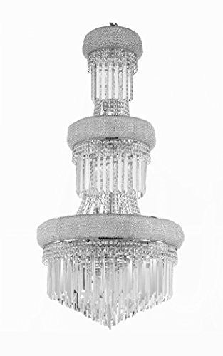 French Empire Empress Crystal (Tm) Chandelier Optical-Quality Fringe Prisms H50" X W30" - Perfect For An Entryway Or Foyer - F93-B40/Cs/541/24