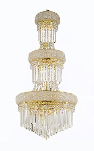 French Empire Empress Crystal (Tm) Chandelier Optical-Quality Fringe Prisms H50" X W30" - Perfect For An Entryway Or Foyer - F93-B40/Cg/541/24