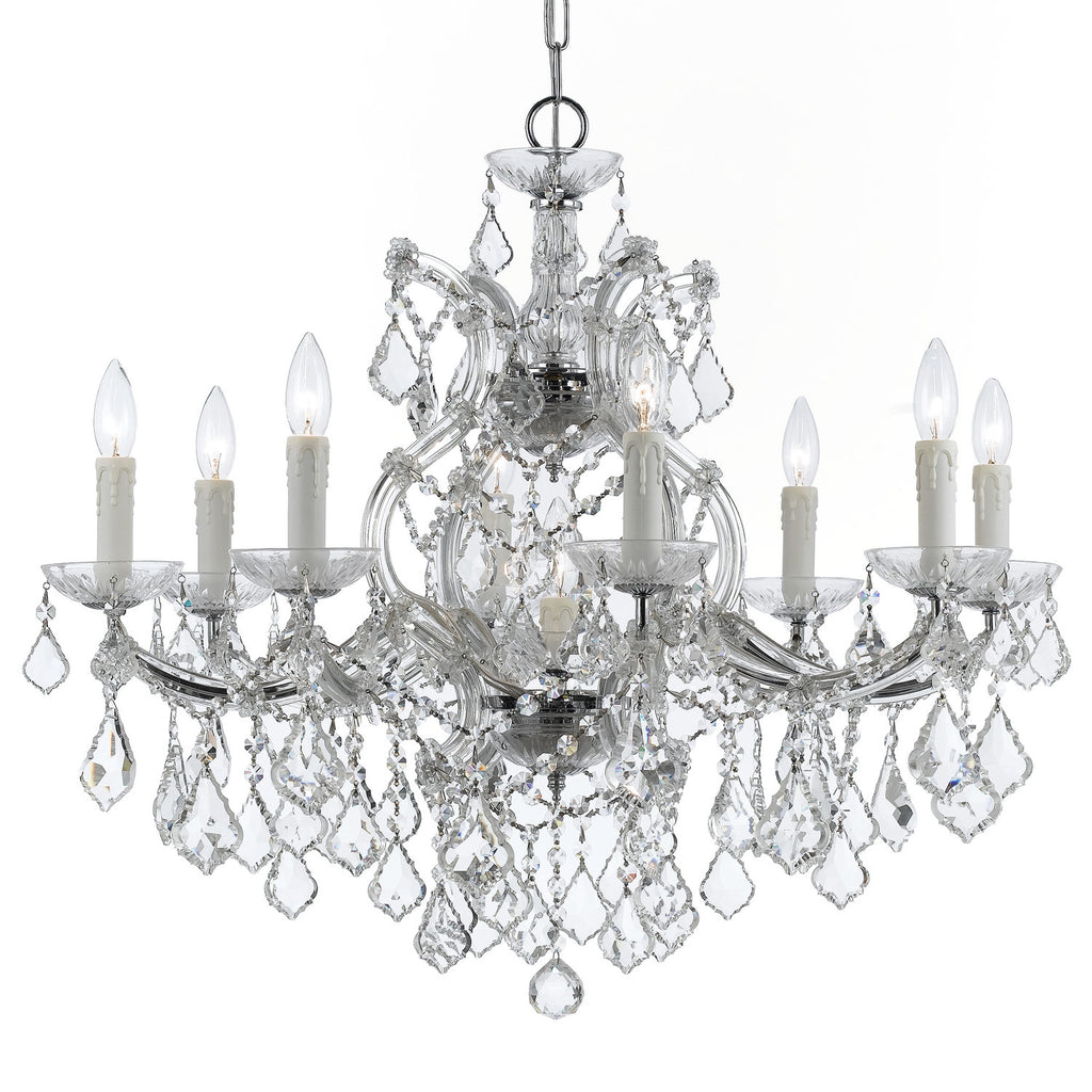 9 Light Polished Chrome Crystal Chandelier Draped In Clear Swarovski Strass Crystal - C193-4408-CH-CL-S