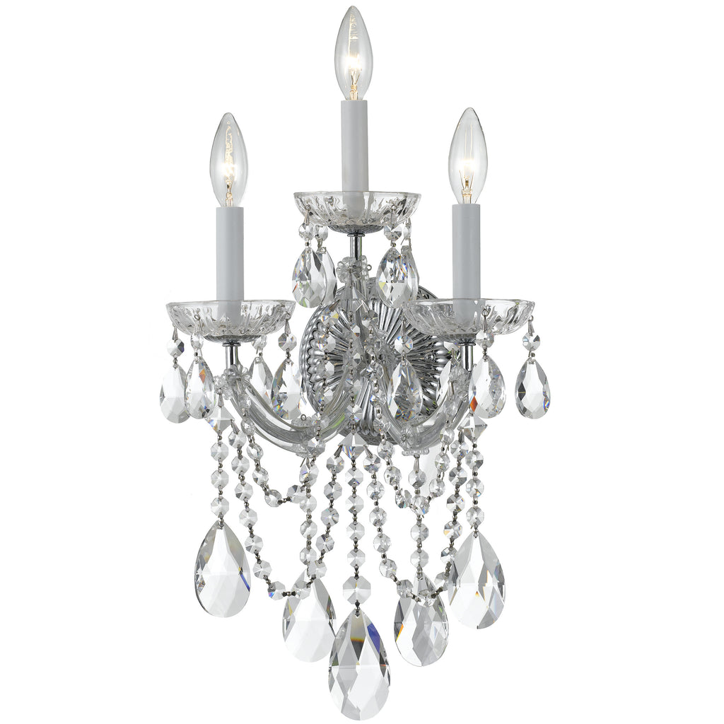 3 Light Polished Chrome Crystal Sconce Draped In Clear Spectra Crystal - C193-4423-CH-CL-SAQ