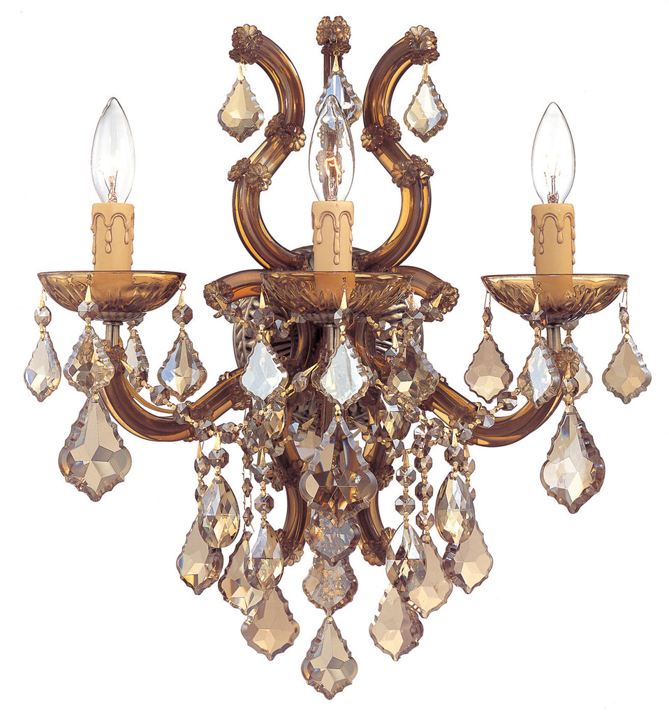 3 Light Antique Brass Crystal Sconce - C193-4433-AB-GTS