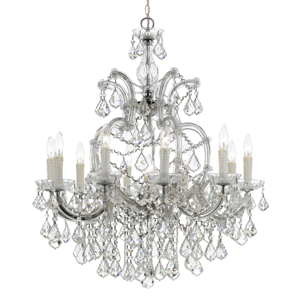 11 Light Polished Chrome Crystal Chandelier Draped In Clear Swarovski Strass Crystal - C193-4438-CH-CL-S