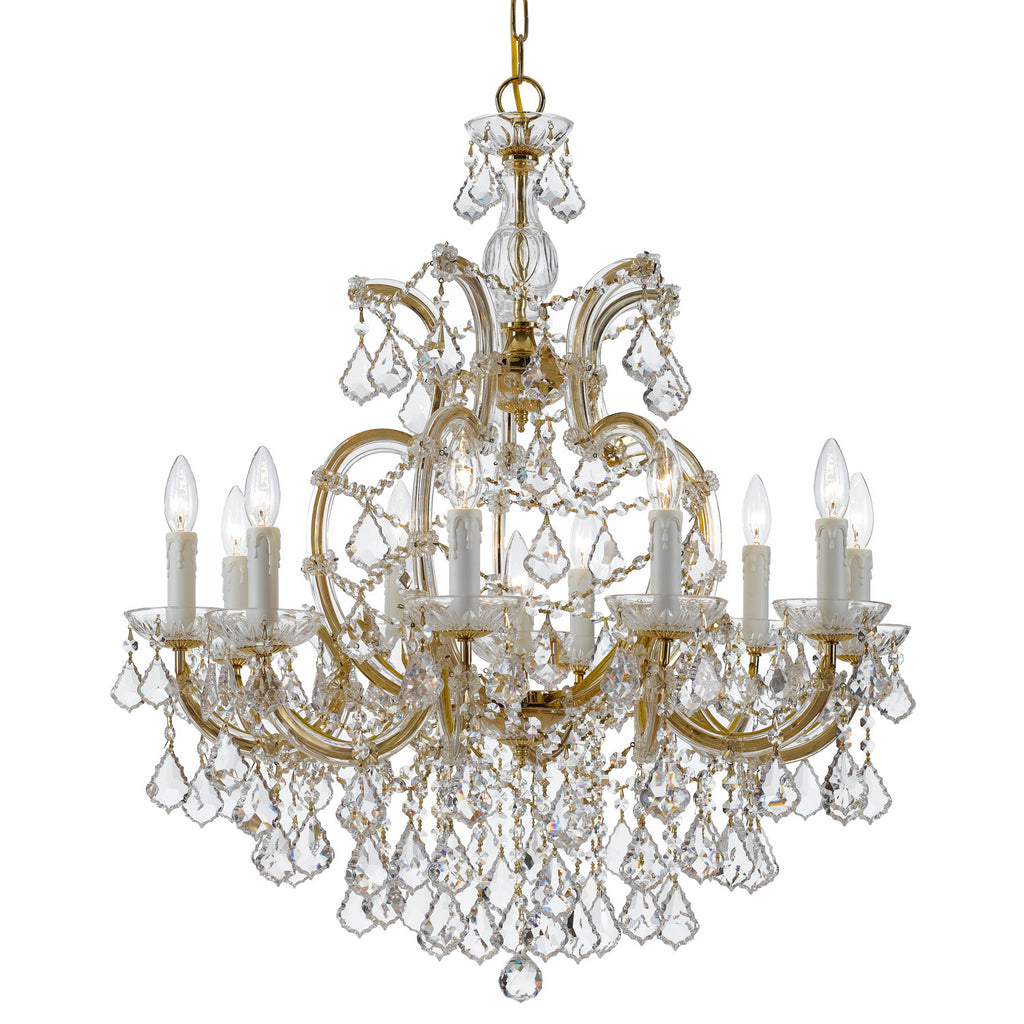 11 Light Gold Crystal Chandelier Draped In Clear Spectra Crystal - C193-4438-GD-CL-SAQ