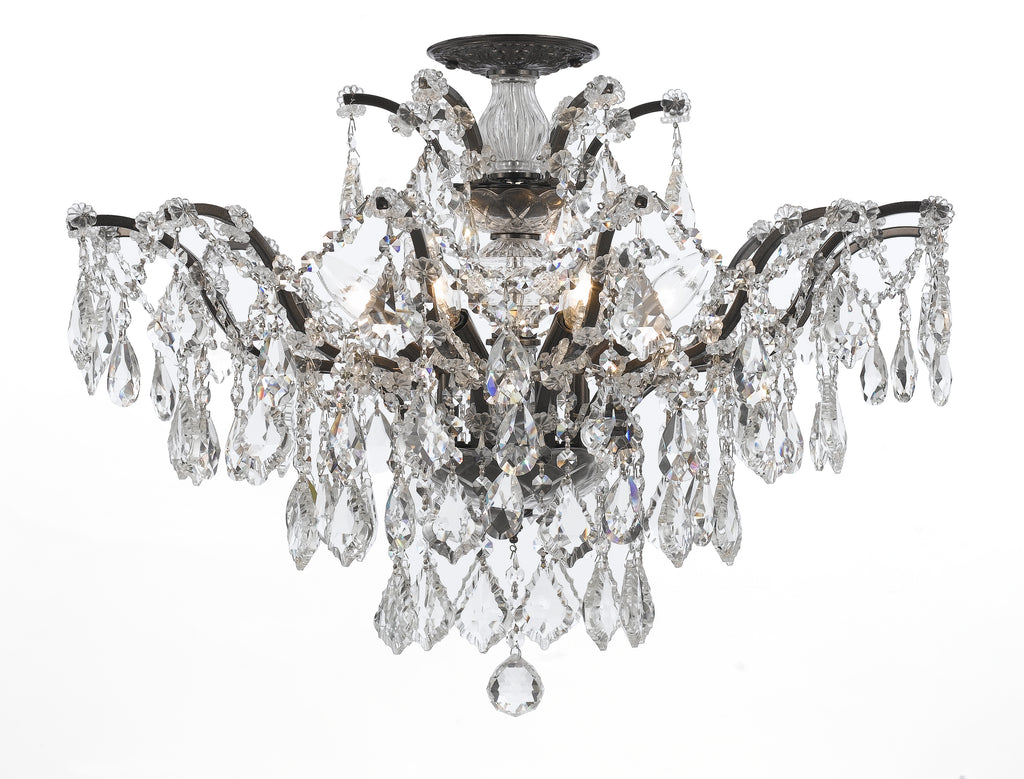 6 Light Vibrant Bronze Modern Ceiling Mount Draped In Clear Spectra Crystal - C193-4459-VZ-CL-SAQ_CEILING