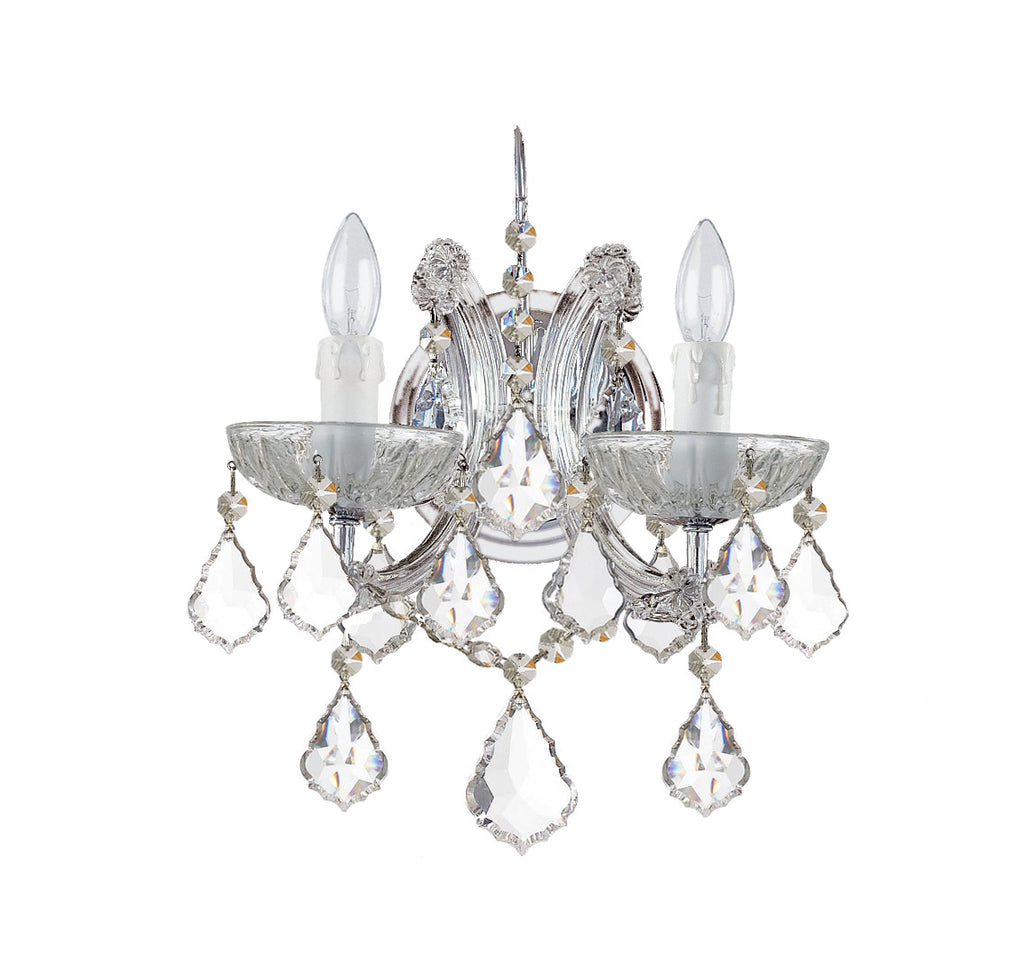 2 Light Polished Chrome Crystal Sconce Draped In Clear Hand Cut Crystal - C193-4472-CH-CL-MWP