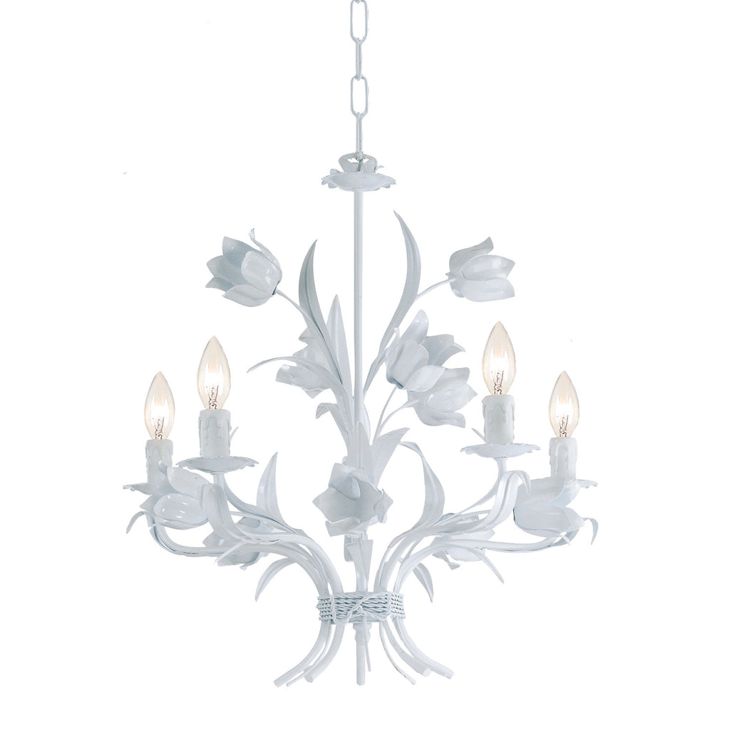 5 Light Wet White Floral Chandelier - C193-4815-WW