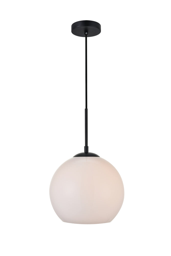 ZC121-LD2213BK - Living District: Baxter 1 Light Black Pendant With Frosted White Glass