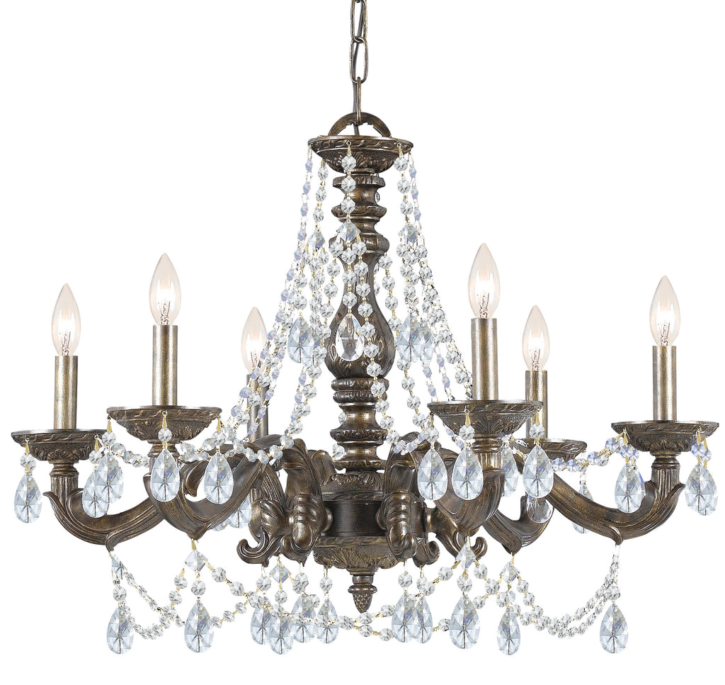 6 Light Venetian Bronze Youth Chandelier Draped In Clear Spectra Crystal - C193-5026-VB-CL-SAQ