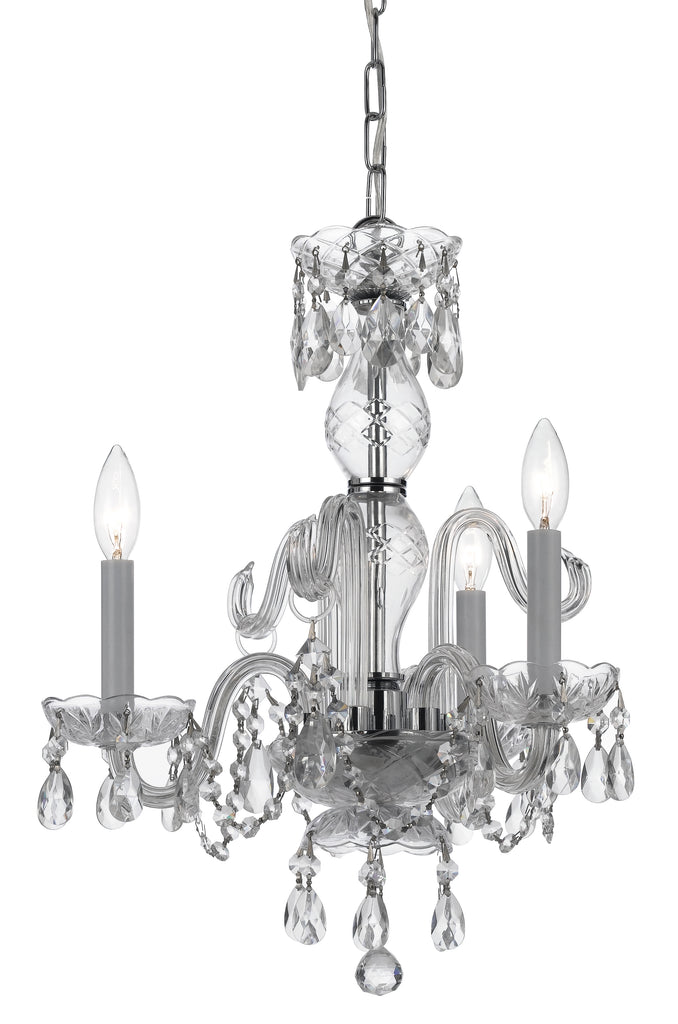 3 Light Polished Chrome Crystal Mini Chandelier Draped In Clear Hand Cut Crystal - C193-5044-CH-CL-MWP