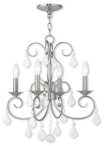 Livex Donatella 4 Light Brushed Nickel Mini Chandelier - C185-50764-91