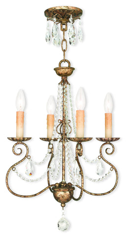 Livex Isabella 4 Light European Bronze Mini Chandelier - C185-51904-36