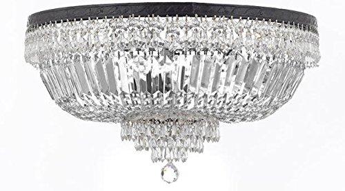 French Empire Crystal Semi Flush Basket Chandelier Chandeliers Lighting With Dark Antique Finish H18" X W24" - A500-B8/FLUSH/CB/870/9