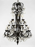 Wrought Iron Chandelier 50" Inches Tall With Crystal Trimmed With Spectra (Tm) Crystal - Reliable Crystal Quality By Swarovski - A84-B12/724/24Sw