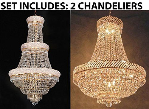 Set Of 2 - 1 For Entryway/Foyer And 1 For Dining Room French Empire Empress Crystal (Tm) Chandeliers Chandelier Lighting - 1Ea Cg/448/21 + 1Ea Cg/448/9