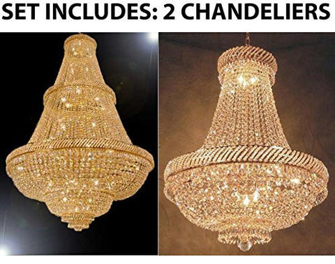 Set Of 2 - 1 For Entryway/Foyer And 1 For Dining Room French Empire Empress Crystal (Tm) Chandeliers Chandelier Lighting - 1Ea Cg/448/48 + 1Ea Cg/448/9