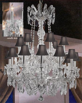 Maria Theresa Crystal Chandelier Lighting With Black Shades 30"X28" - A83-Sc/Blackshades/Silver/152/18