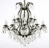 Set of 3-2 Wrought Iron Wall Sconce Crystal Lighting 3 Tier Wall Sconces W16 x H24 and 1 Wrought Iron Chandelier Crystal Chandeliers Lighting H36 X W36 - 2EA A500-6/3034 + 1EA A500-3034/10+5