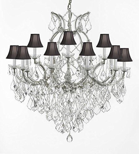 Maria Theresa Empress Crystal (Tm) Chandelier Lighting H 38" W 37" With Black Shades - A83-Sc/Silver/1/21510/15+1