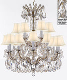 Swarovski Crystal Trimmed Maria Theresa Chandelier Lights Fixture Pendant Ceiling Lamp Dressed With Large Luxe Crystals H30" X W28" - Good For Dining Room Foyer Entryway With Whiteshades - A83-Cg/Whiteshades/B90/152/18Sw