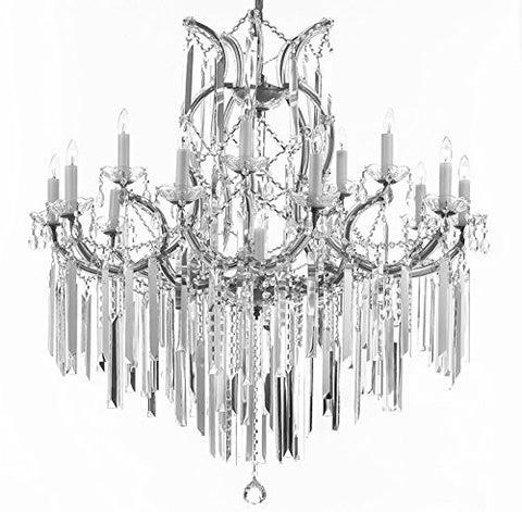 Maria Theresa Chandelier Empress Crystal (Tm) Lighting Chandeliers With Optical Quality Fringe Prisms H38" X W37" - A83-B40/Silver/21510/15+1