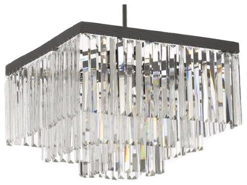 Palladium Crystal Glass Fringe 3-Tier Chandelier W 20" X H 19" - 26008/9