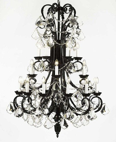 Large Foyer / Entryway Wrought Iron Chandelier 50" Inches Tall With Crystal H50" X W30" - G84-B13/724/24