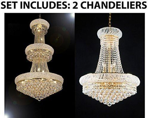 Set Of 2 - 1 For Entryway/Foyer And 1 For Dining Room French Empire Empress Crystal (Tm) Chandeliers Chandelier Lighting - 1Ea Cg/541/24 + 1Ea Cg/542/15 A500-