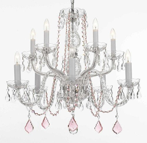 Crystal Chandelier Lighting With Pink Color Crystal - A46-B2/Cs/1122/5+5