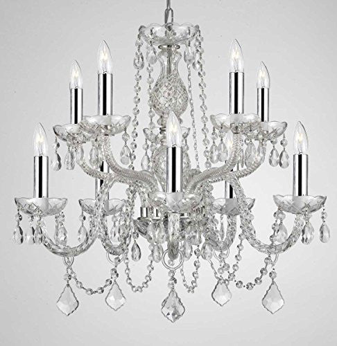 Empress Crystal (Tm) Chandelier Lighting Crystal Chandeliers With Chrome Sleeves H25" X W24" 10 Lights - G46-B43/Cs/1122/5+5