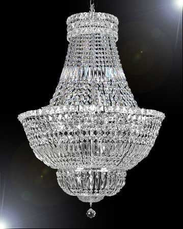 French Empire Crystal Chandelier Lighting H30" W24" - A93-Silver/454/9
